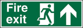 SECO Safe Procedure Safety Sign Fire Exit Man Running and Arrow Pointing Up Self Adhesive Vinyl 450 x 150mm - SP129SAV-450X150